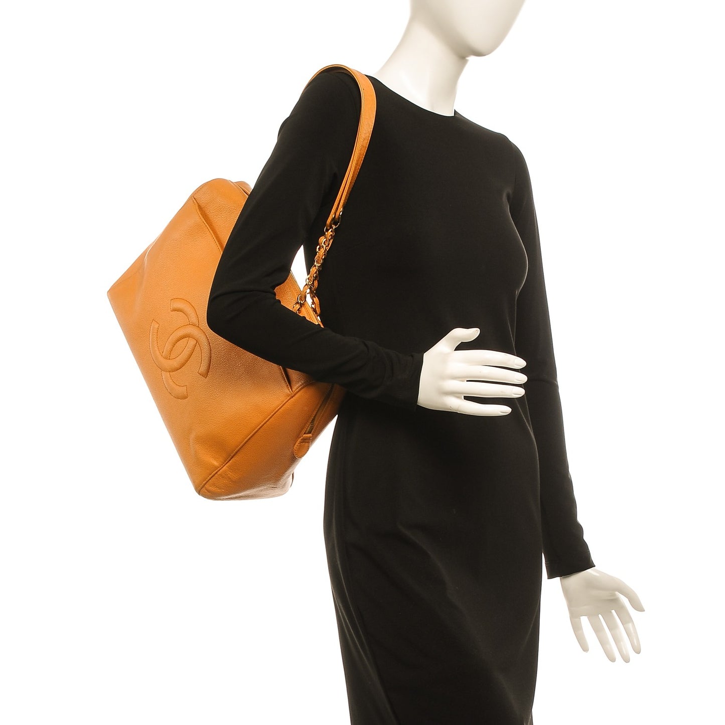 Caviar Large CC Shoulder Bag Orange