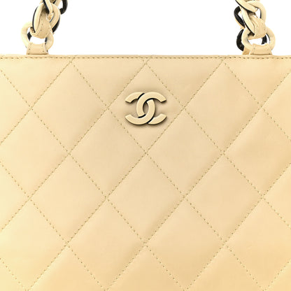 Chanel Lambskin Quilted CC Shoulder Bag Beige 8 of 19