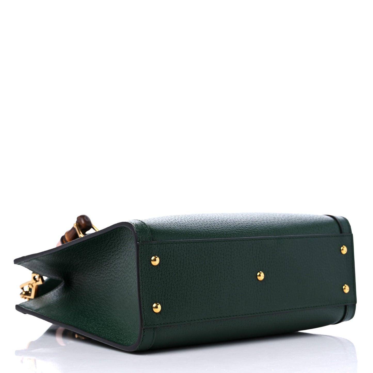 Textured Dollar Calfskin Web Small Diana Tote Bag Green