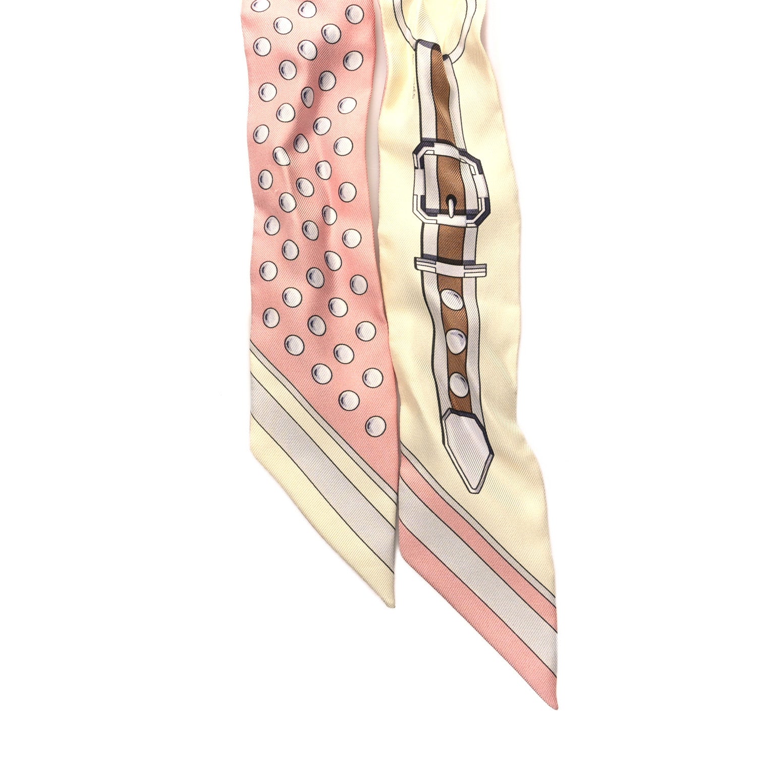 Hermes Silk Grand Tralala Twilly Rose Poudre Jaune 2 of 3