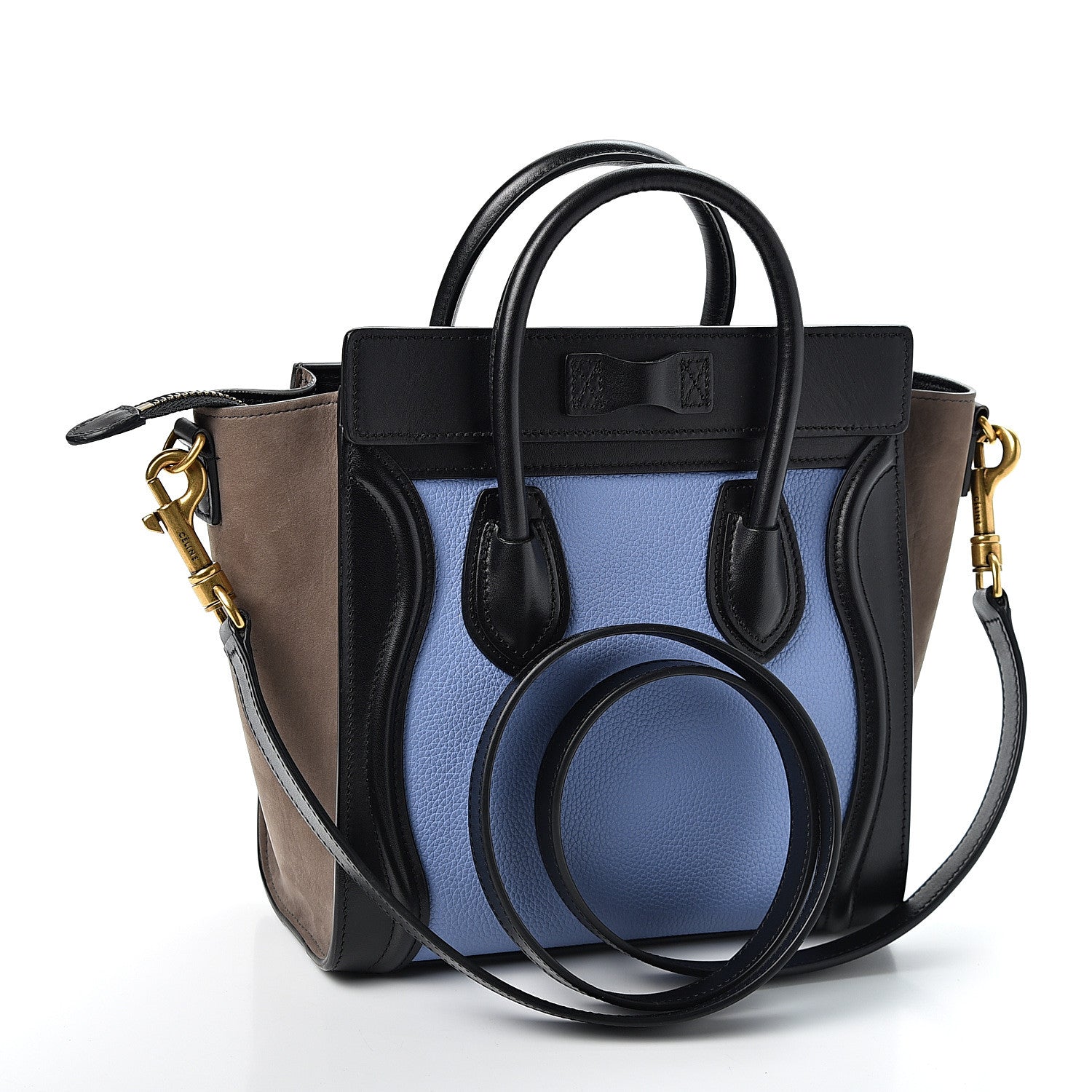 Celine Nubuck Smooth Calfskin Nano Tri-Color Luggage Porcelain 2 of 8