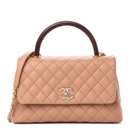 Chanel Caviar Lizard Embossed Quilted Small Coco Handle Flap Beige 1 of 11