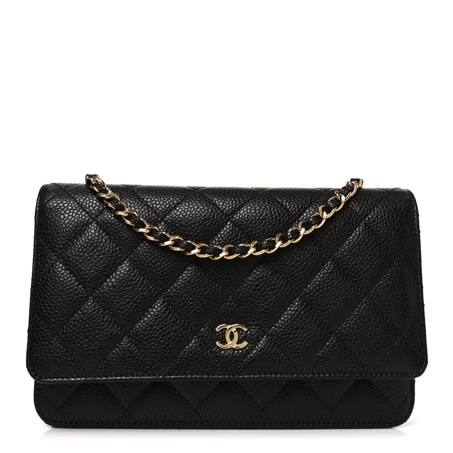 Caviar Quilted Wallet on Chain WOC Black