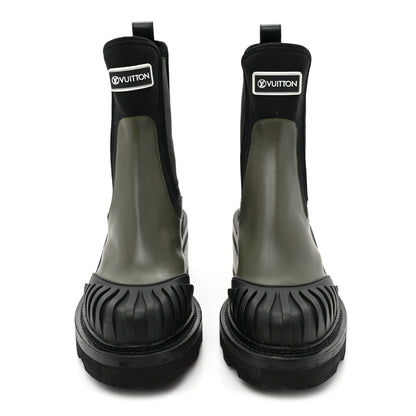 Louis Vuitton Calfskin Beaubourg Ankle Boots 37.5 Black Green 2 of 10