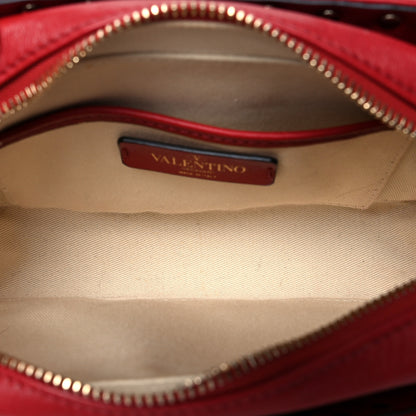 Valentino Garavani Calfskin Canvas Zig Zag Print Rockstud Flip Lock Camera Crossbody Bag Red Blue 5 of 11