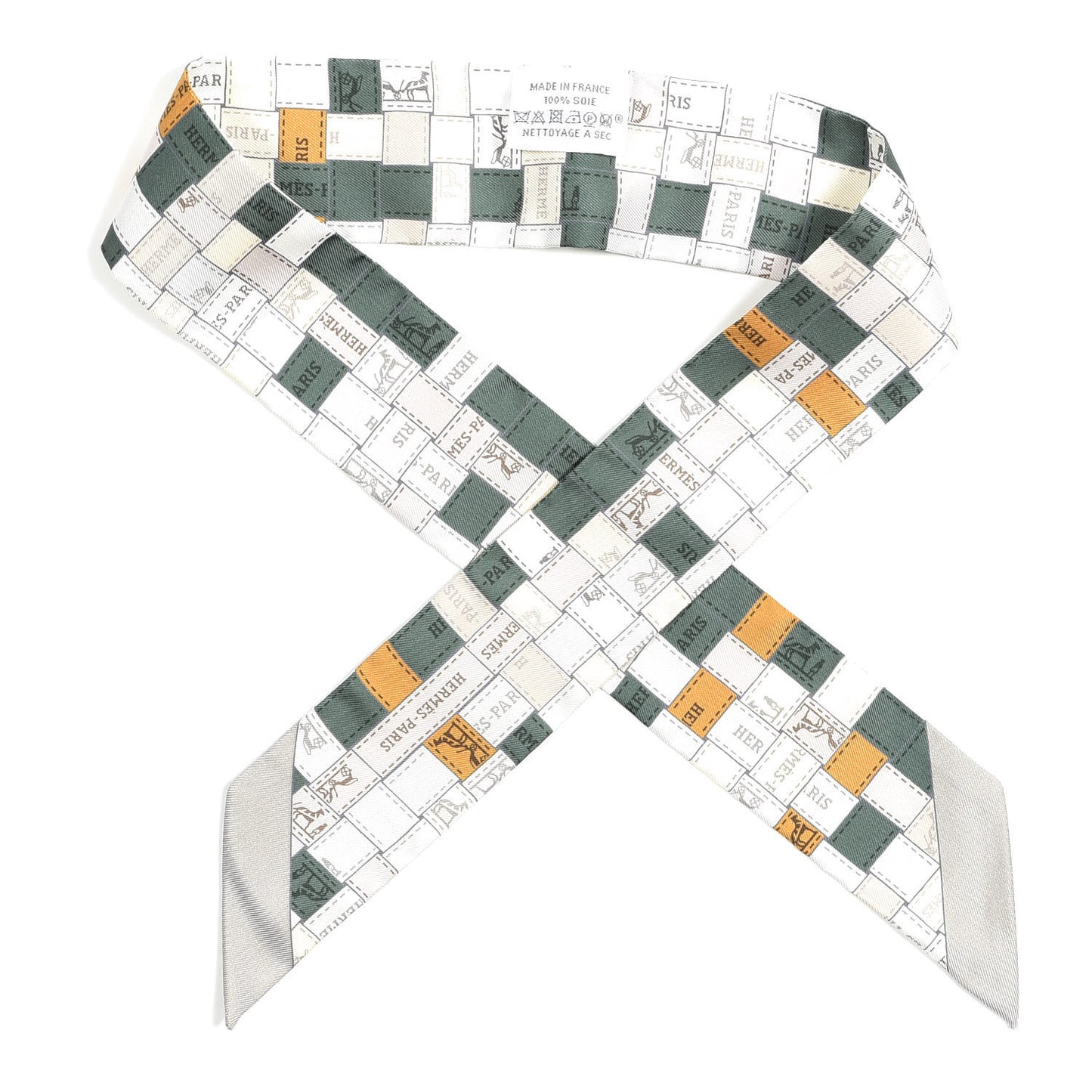 Silk Bolduc Au Carre Twilly Gris Kaki Ocre