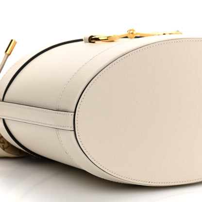 Gucci Monogram Textured Calfskin Horsebit 1955 Drawstring Bucket Bag Beige Mystic White 10 of 11