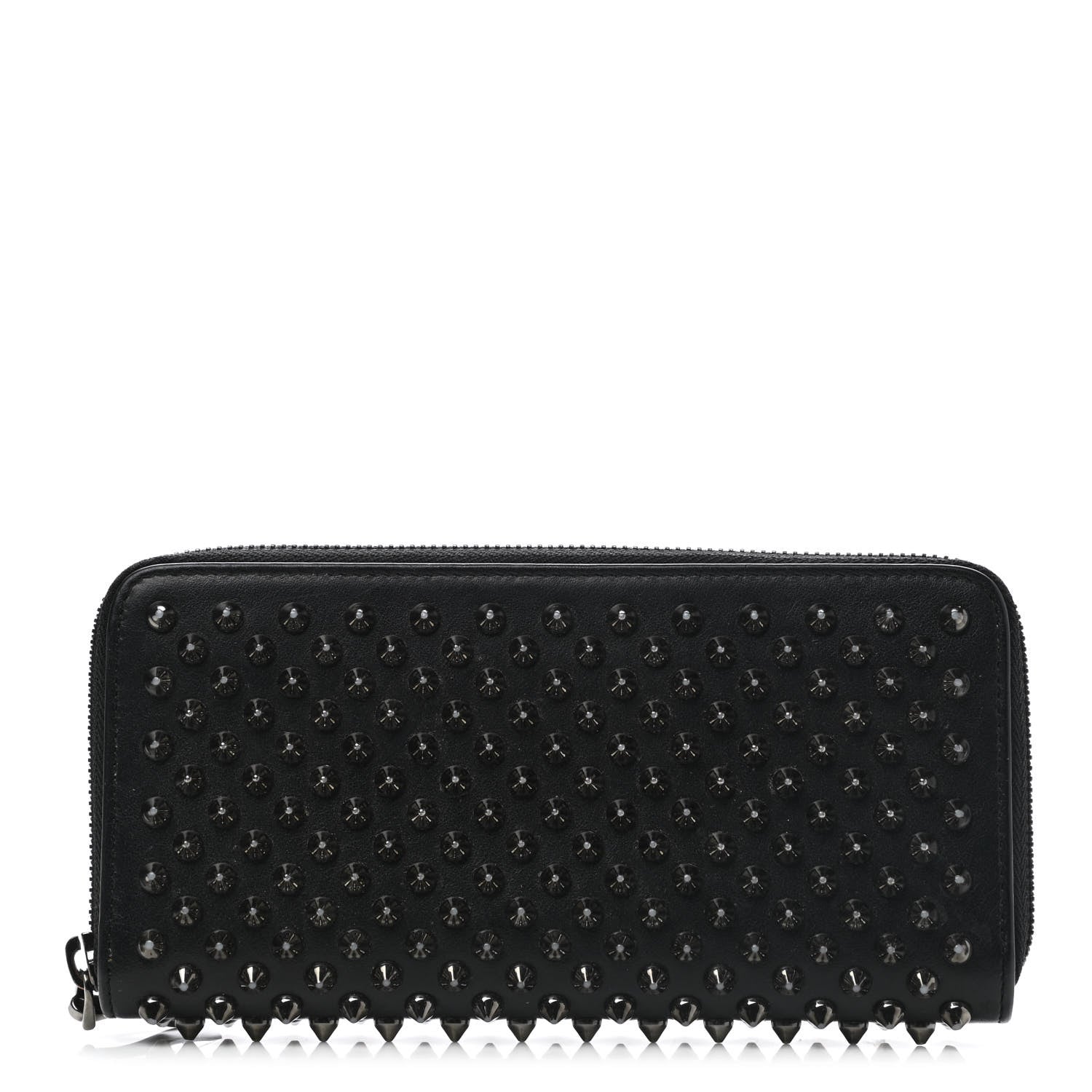Christian Louboutin Calfskin Panettone Spiked Zip Around Wallet Black 1 of 8