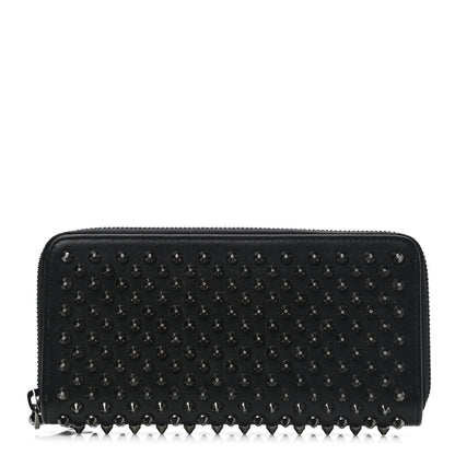 Christian Louboutin Calfskin Panettone Spiked Zip Around Wallet Black 1 of 8