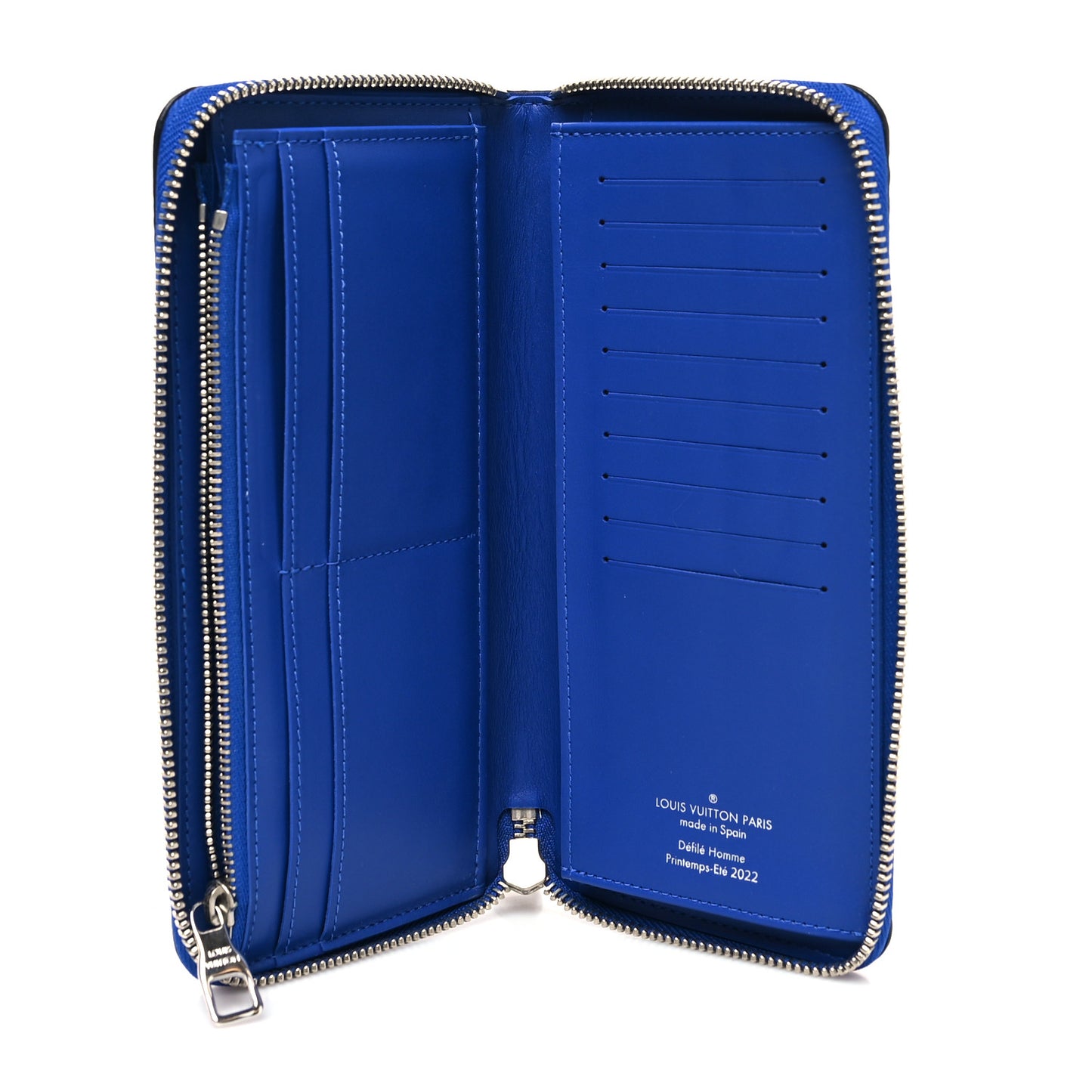 Taurillon Illusion Zippy Vertical Wallet Bleu Rose
