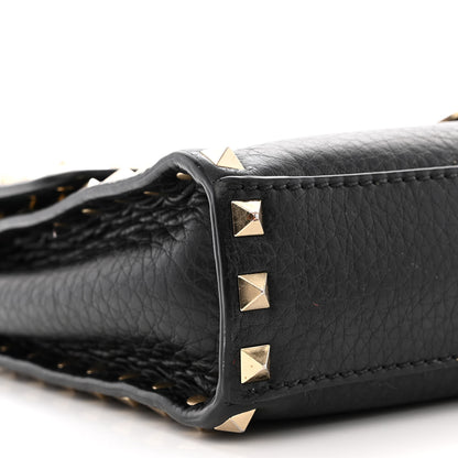 Valentino Garavani Pebbled Calfskin Medium Rockstud Flip Lock Crossbody Bag Black 8 of 13