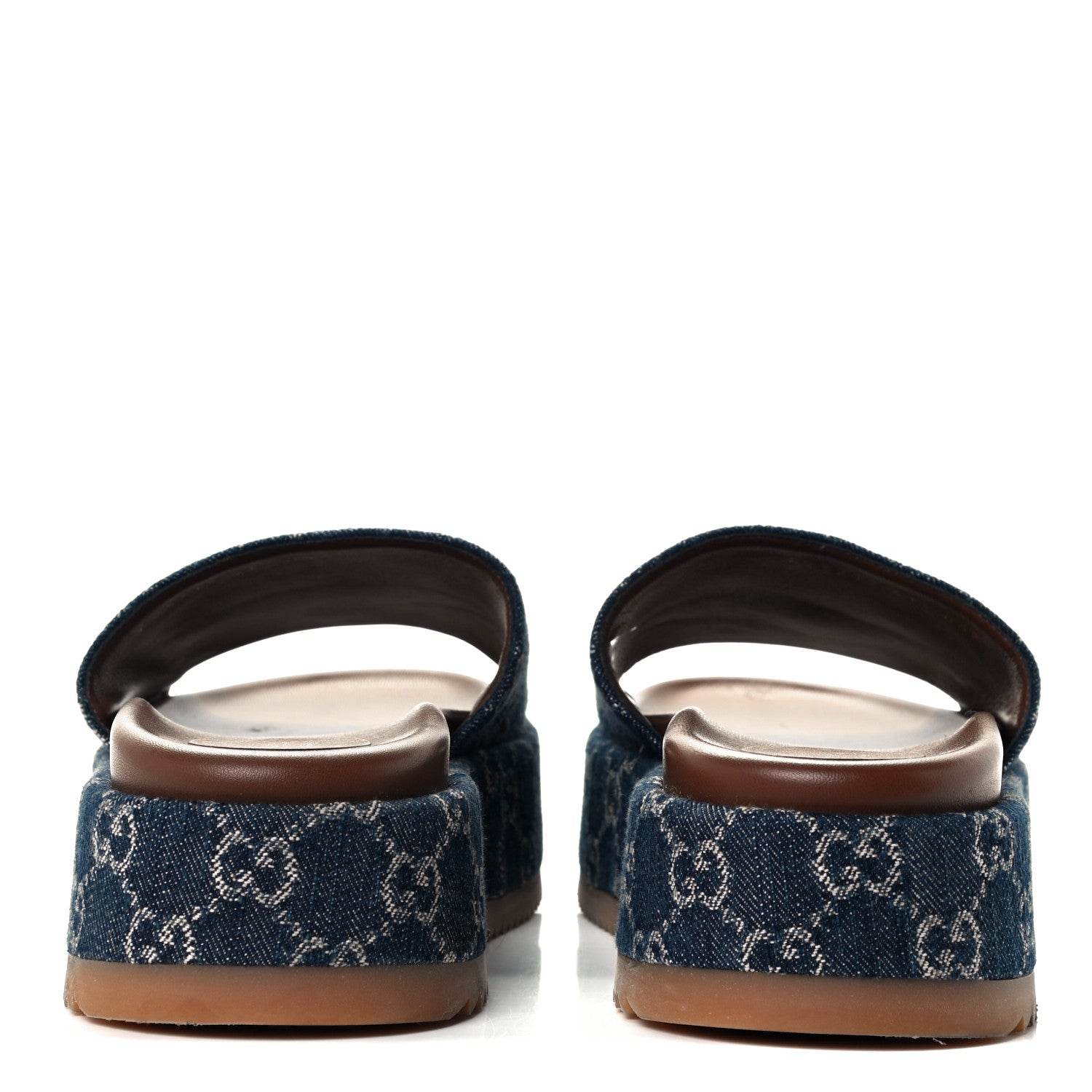 Gucci New Denim GG Monogram Angelina Platform 55mm Slide Sandals 41 Blue Tea 5 of 10