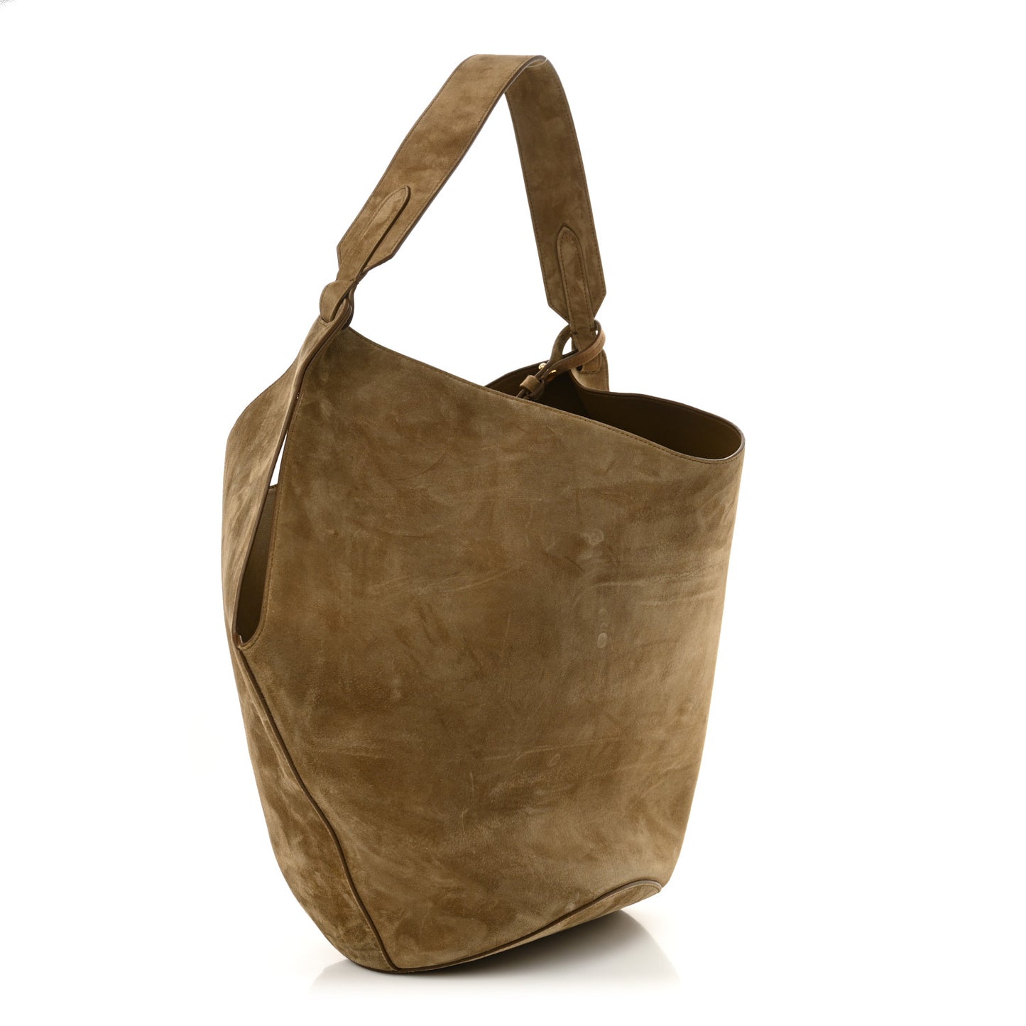 Suede Calfskin Medium Lotus Tote Mud
