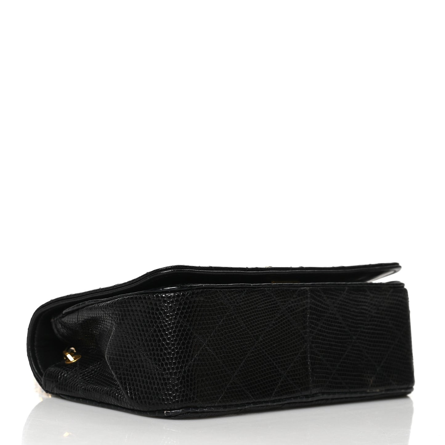 Lizard Quilted Small Single Flap Black