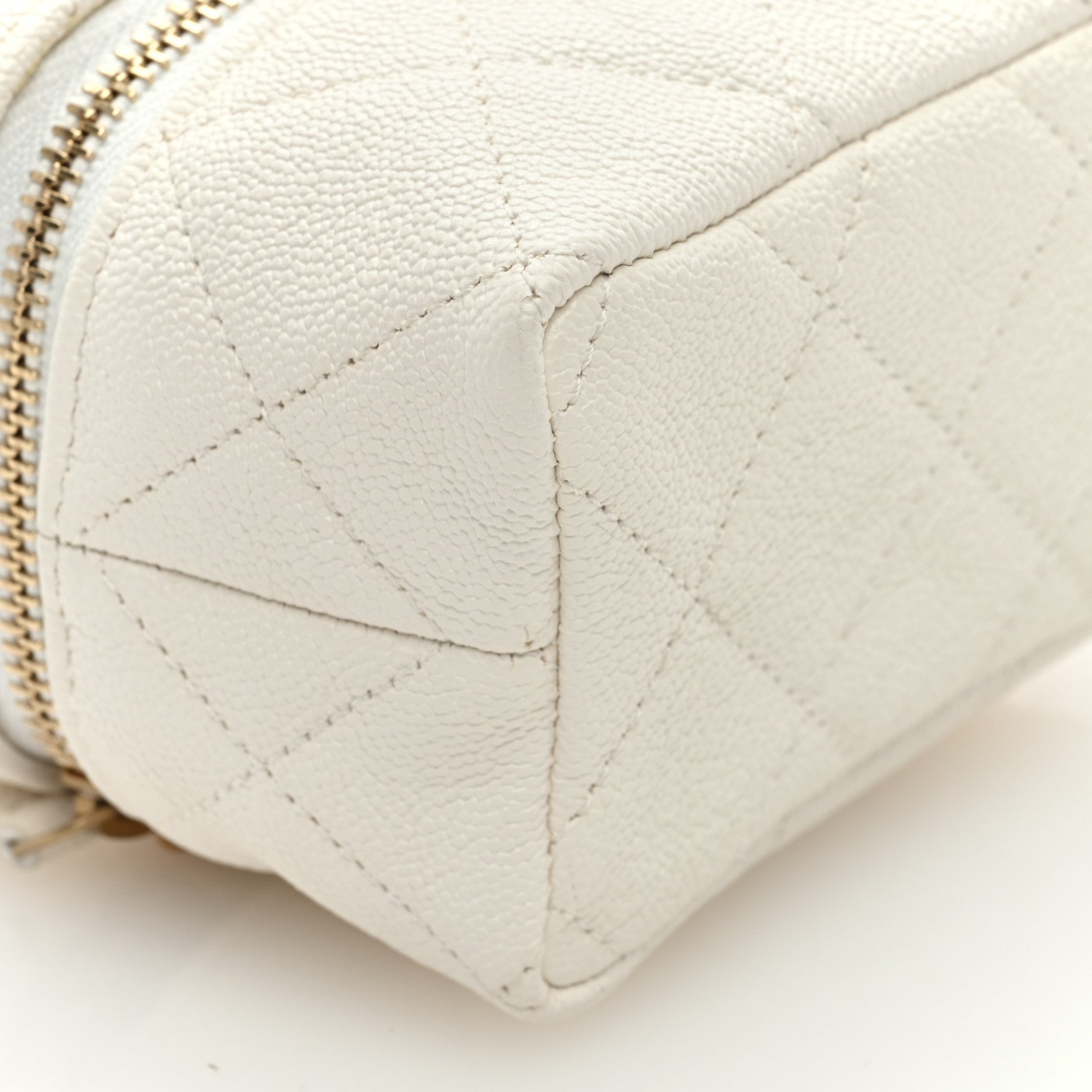 Chanel Caviar Quilted Mini Top Handle Vanity With Chain White 8 of 9