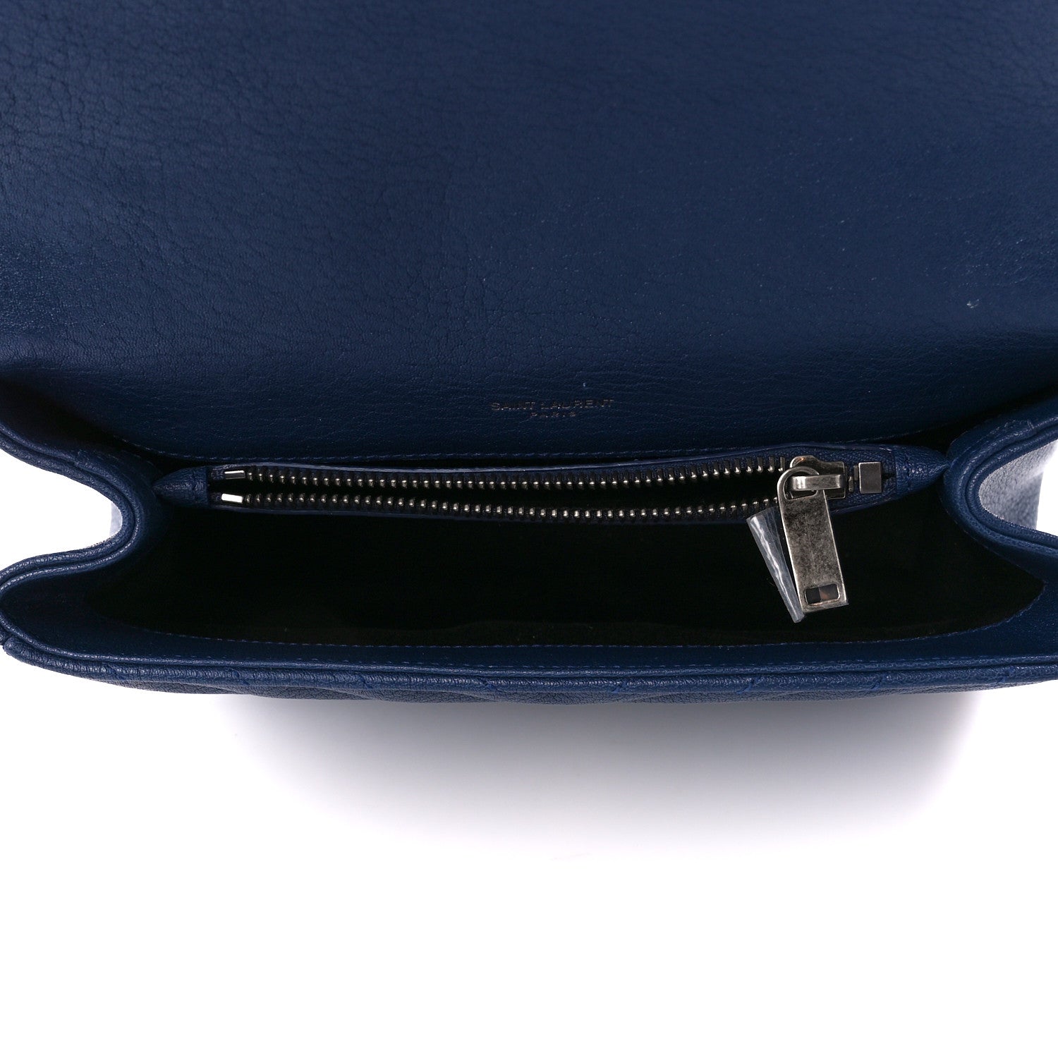 Saint Laurent Sheepskin Matelasse Chevron Monogram Medium College Bag Blue Charron 5 of 12