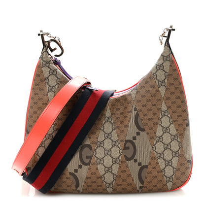 Gucci GG Supreme Monogram Mix Monogram Web Patchwork Large Attache Shoulder Bag Beige Multicolor 1 of 9
