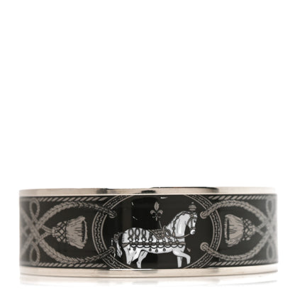 Hermes Enamel Printed Wide Grand Apparat Bracelet 65 Black 2 of 10