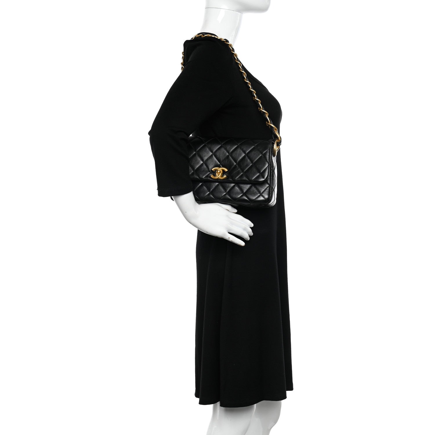 Chanel Lambskin Quilted CC Chain Shoulder Bag Black 2 of 11