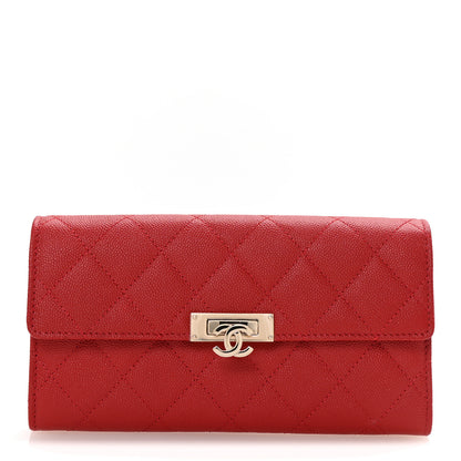 Chanel Caviar Quilted Large Golden Class Gusset Flap Wallet Red 1 of 9