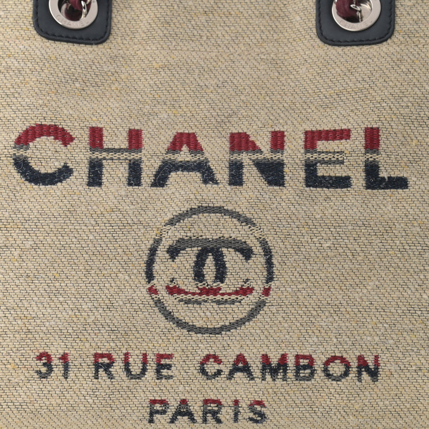 Chanel Striped Canvas Small Deauville Tote Beige 8 of 12