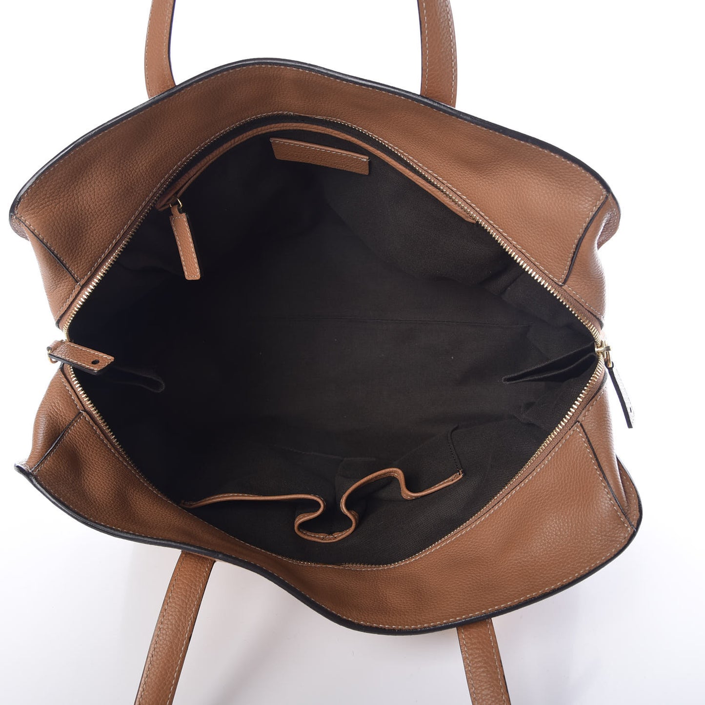 Pebbled Calfskin Large Skull Padlock Zip Around Tote Camel