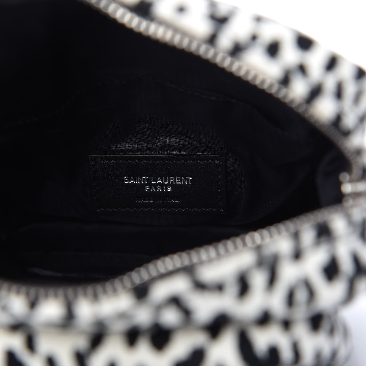 Saint Laurent Canvas Leopard Print Sid Messenger Bag Black White 8 of 9