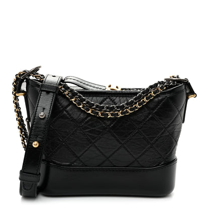 Chanel Aged Calfskin Quilted Small Gabrielle Hobo Black 1 of 10
