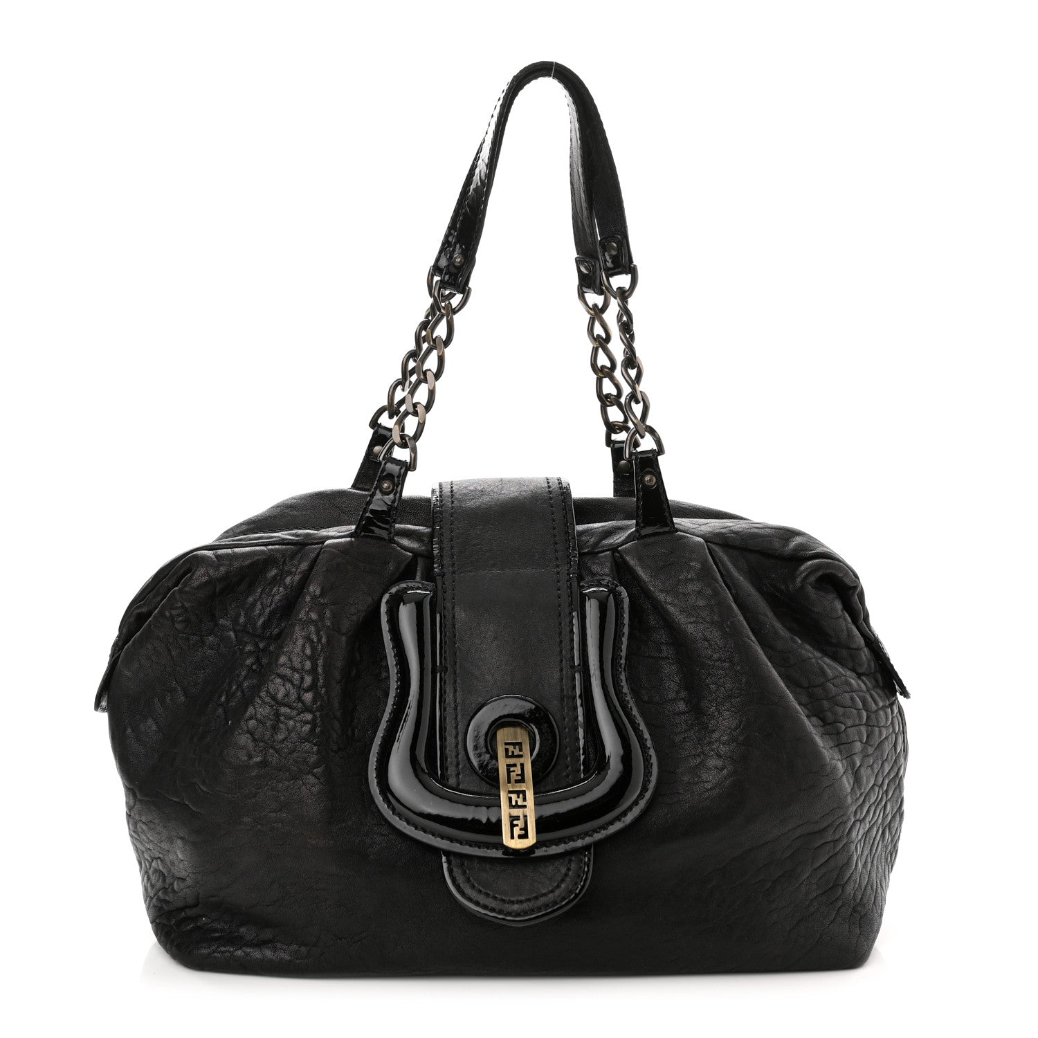 Fendi Nappa Patent B Buckle Tote Black 1 of 12