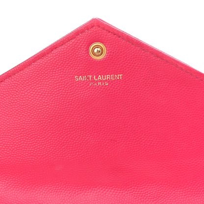 Saint Laurent Grain De Poudre Matelasse Chevron Monogram Envelope Chain Wallet Bubblegum 6 of 11