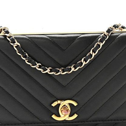 Chanel Lambskin Chevron Quilted Trendy CC Wallet On Chain WOC Black 9 of 15