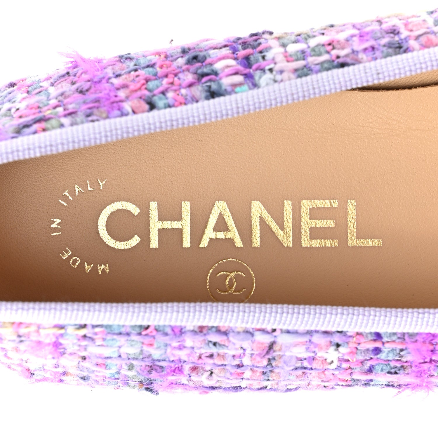 Chanel Tweed Grosgrain Cap Toe Ballerina Flats 38.5 Purple Black 7 of 10
