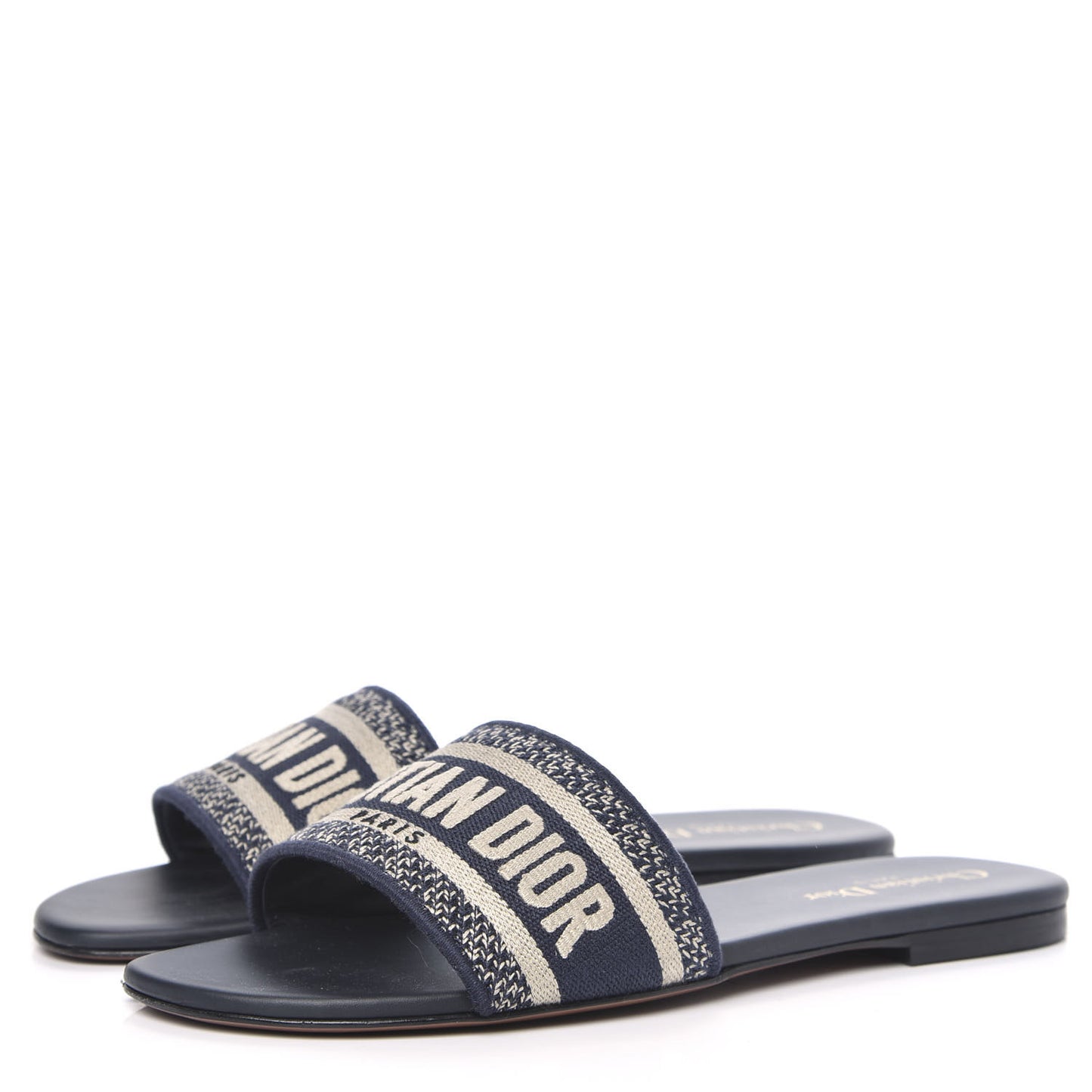 Canvas Embroidered Dway Mules Slide Sandals 40 Deep Blue