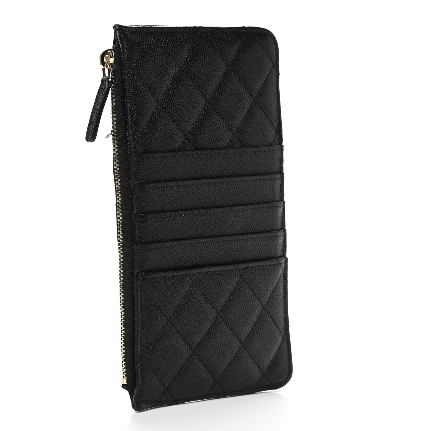 Caviar Quilted Classic Flat Wallet Pouch Black