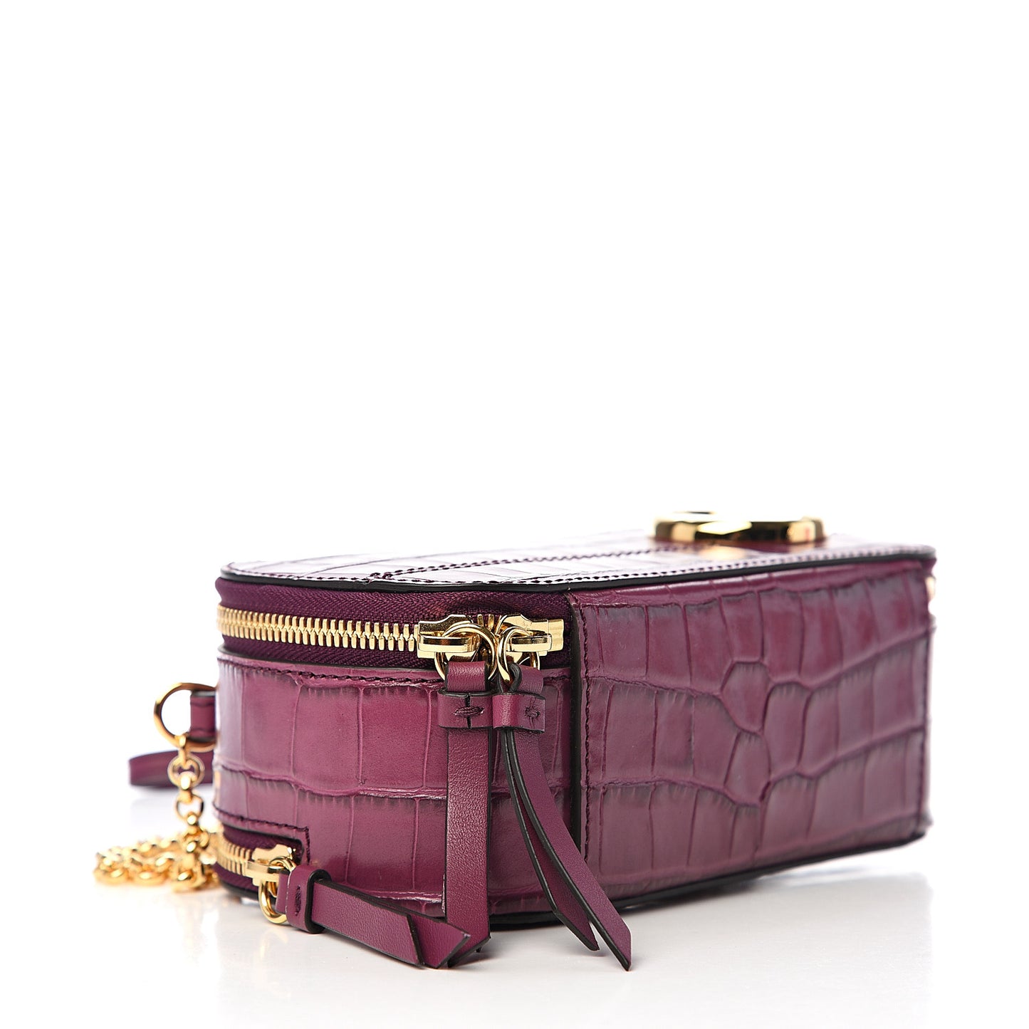 Calfskin Crocodile Embossed Mini C Vanity Bag Crushed Violet