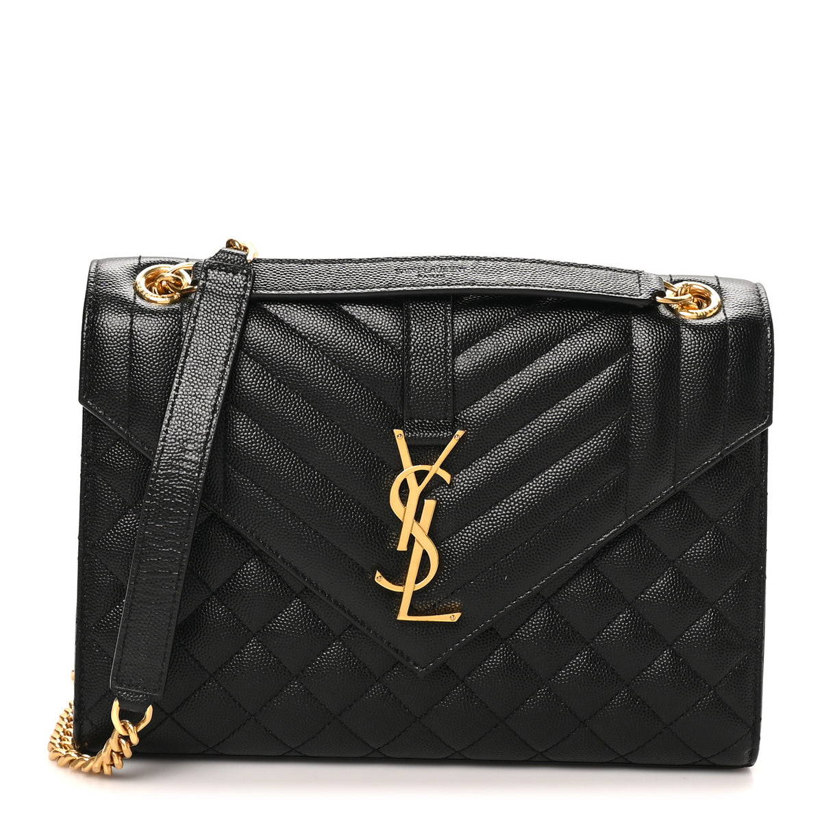 Saint Laurent Grain De Poudre Textured Mixed Matelasse Triquilt Medium Monogram Satchel Black 1 of 9