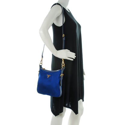 Prada Tessuto Nylon Saffiano Crossbody Bag Bleuette 1 of 6