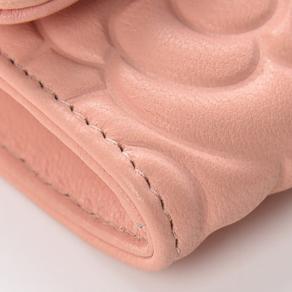 Chanel Goatskin Camellia Embossed Card Holder Wallet Light Pink 5 of 11