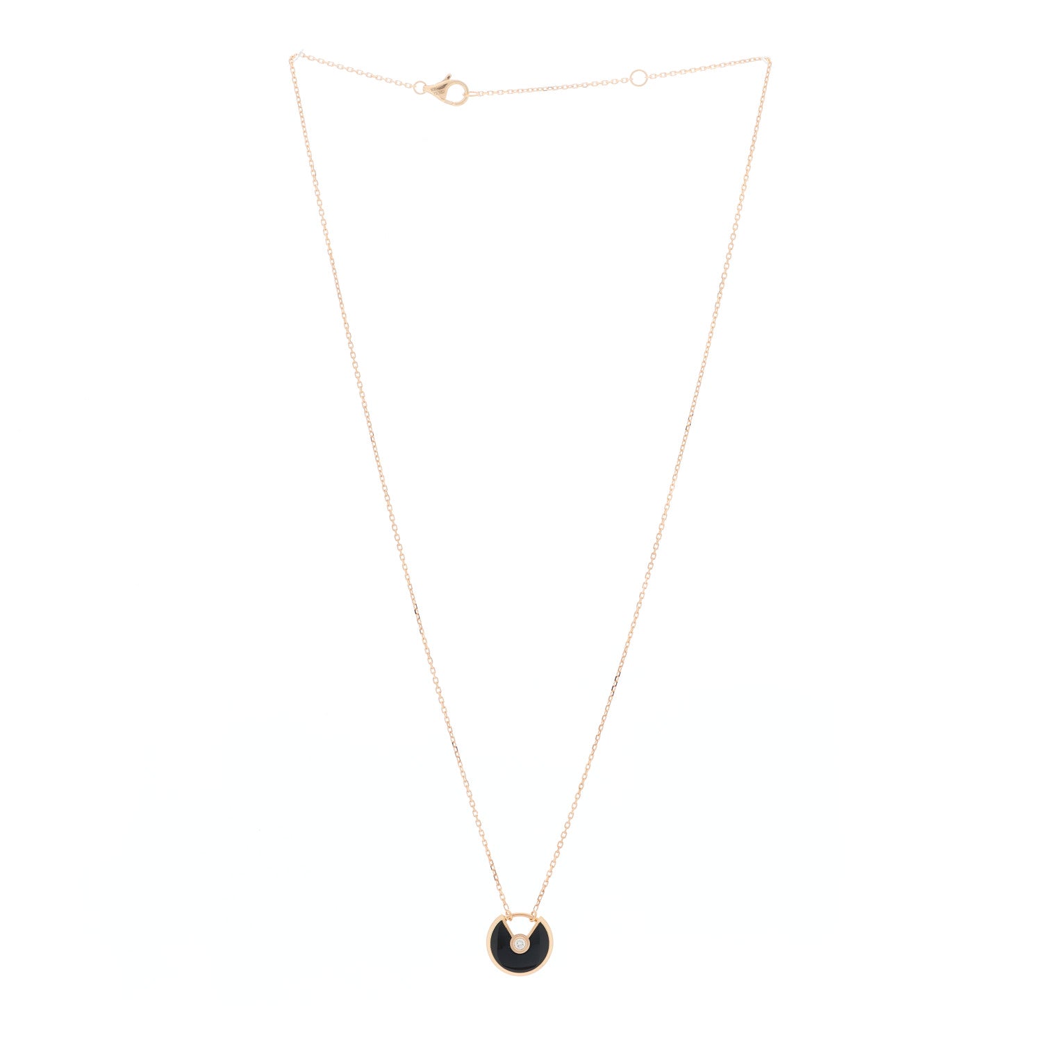 Cartier 18K Pink Gold Diamond Black Onyx XS Amulette de Cartier Pendant Necklace 2 of 5
