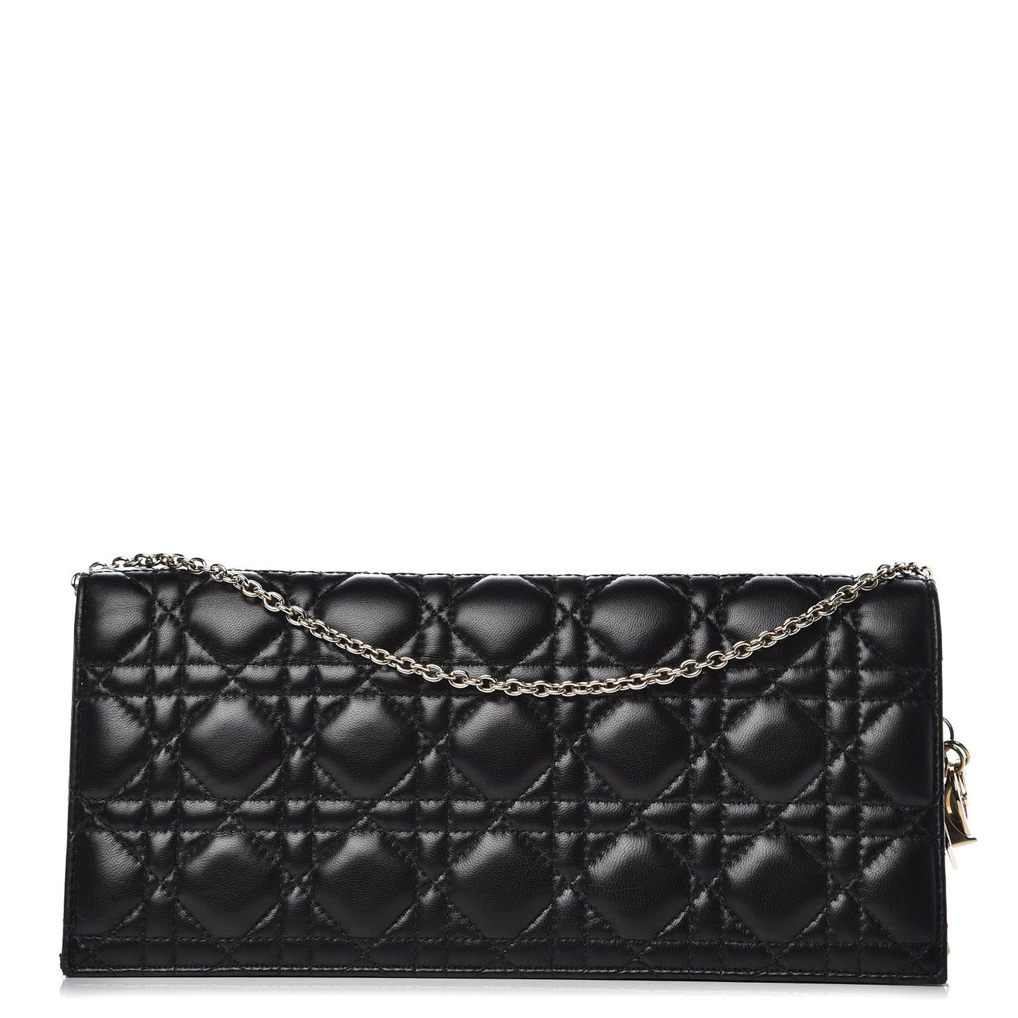 Lambskin Cannage Lady Dior Convertible Clutch Black