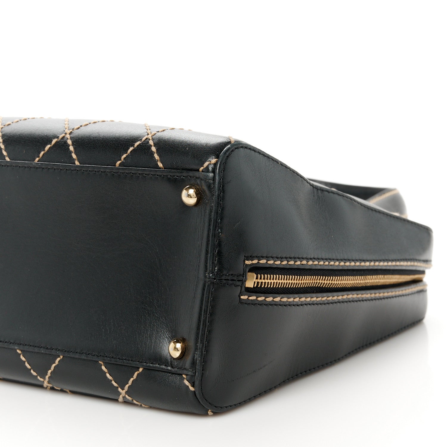 Chanel Calfskin Wild Stitch Vertical Top Handle Bag Black 10 of 12