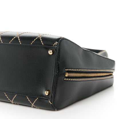 Chanel Calfskin Wild Stitch Vertical Top Handle Bag Black 10 of 12