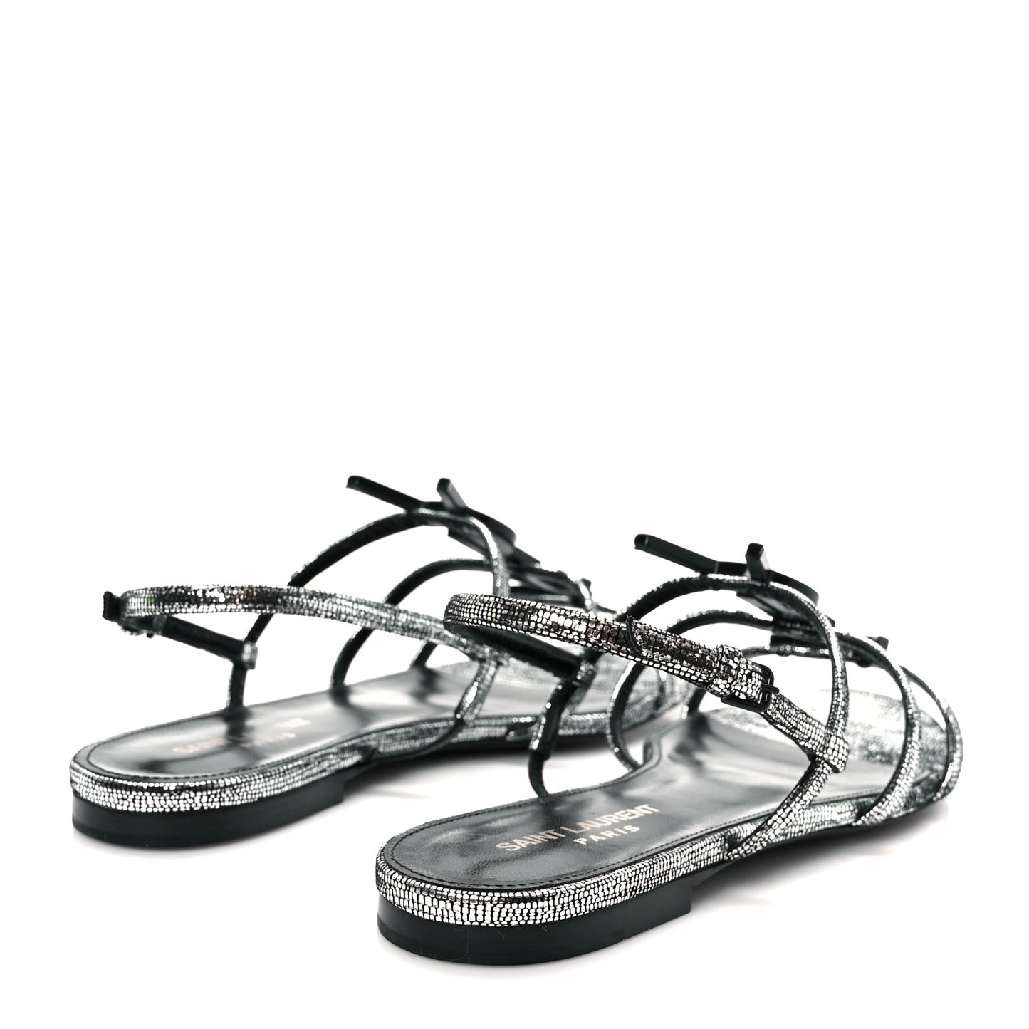 Calfskin Cassandra Monogram Sandals 37.5 Argento
