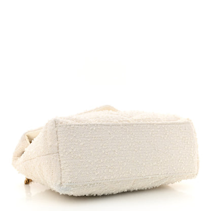 Saint Laurent Boucle Tweed Quilted Small Loulou Puffer Monogram Chain Satchel Crema Soft 4 of 10
