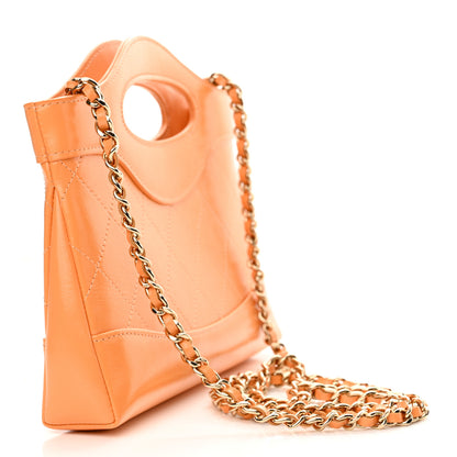 Chanel Shiny Crumpled Calfskin Quilted Nano 31 Shopping Bag Orange 3 of 12
