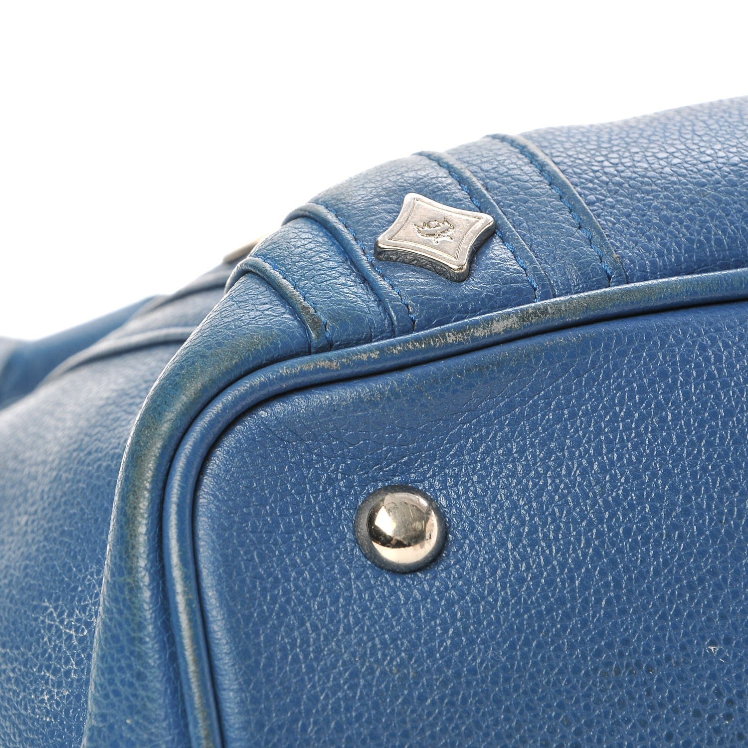 MCM Calfskin Studded Tote Bag Blue 14 of 24