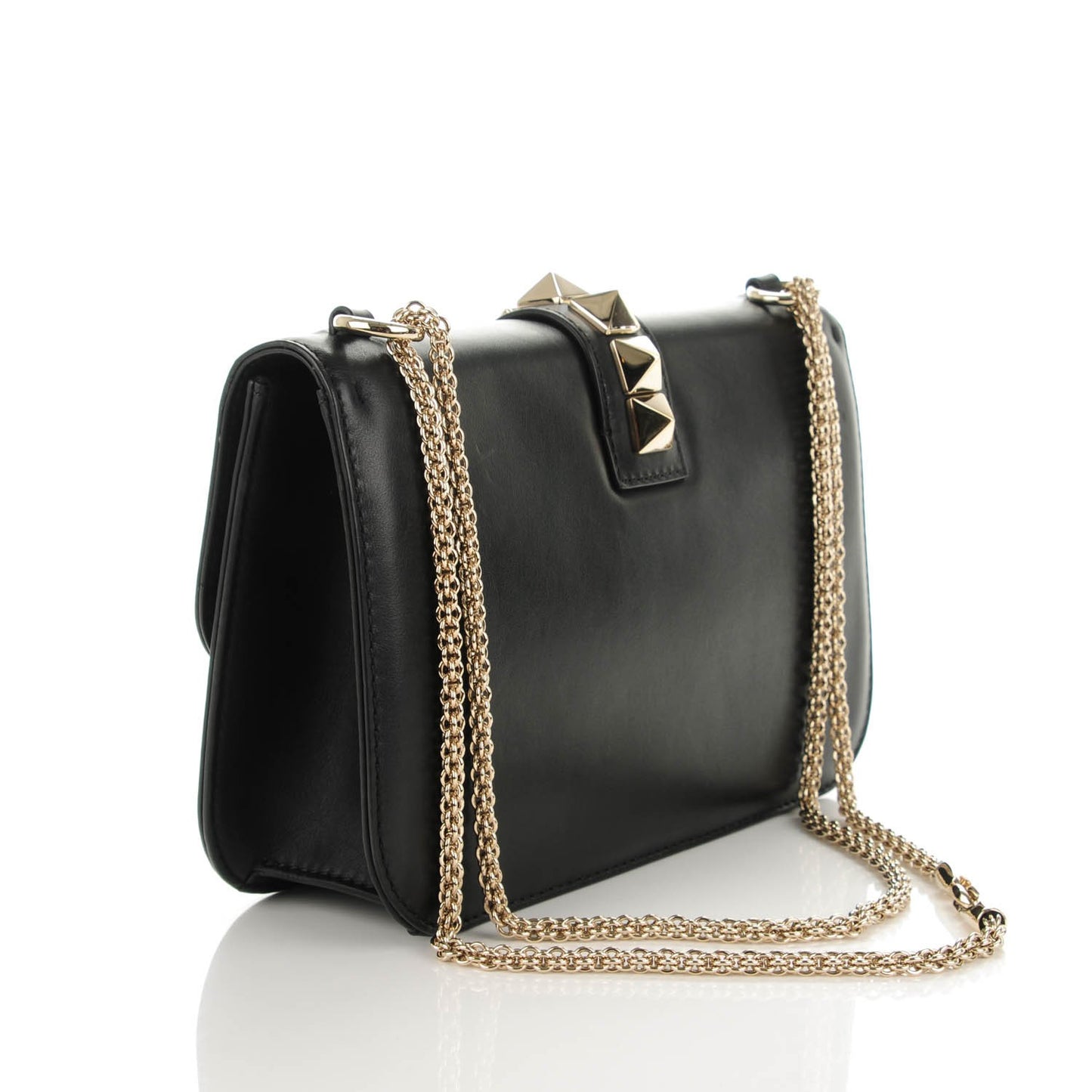 Vitello Medium Glam Lock Rockstud Flap Black