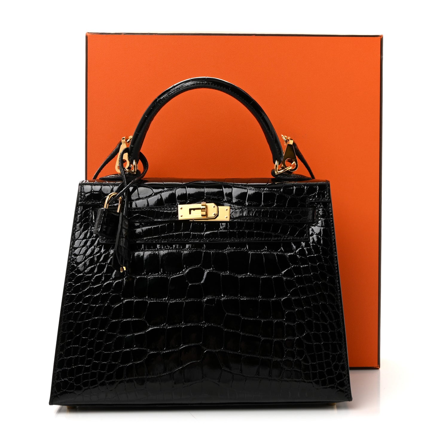 Shiny Alligator Kelly Sellier 25 Black