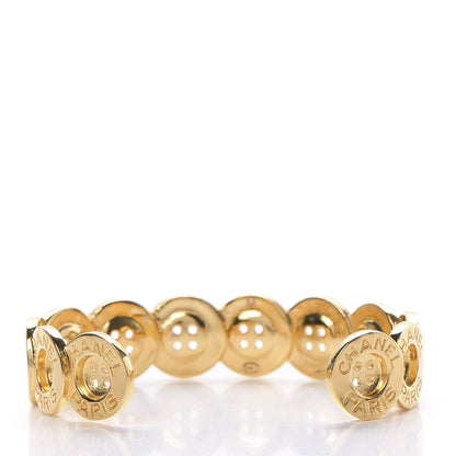 Chanel Metal Paris Button Logo Cuff Bracelet Gold 3 of 6