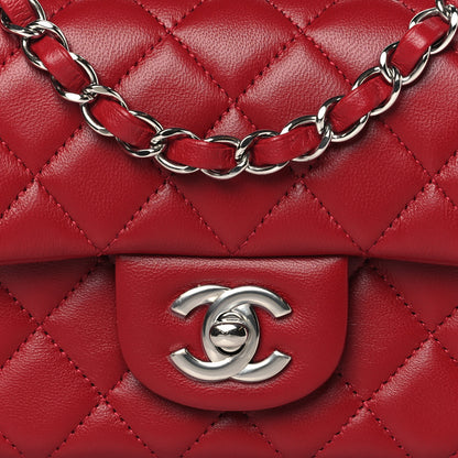 Chanel Lambskin Quilted Mini Rectangular Flap Red 8 of 12